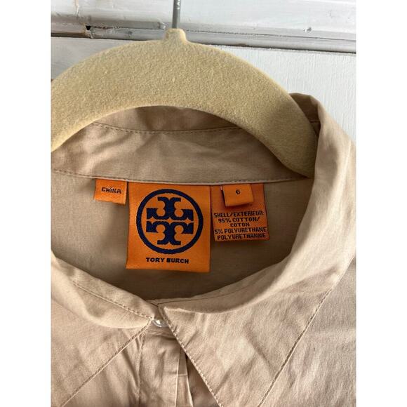 Tory Burch Khaki Tan Short Sleeve Button Down Dress Sz 6 - Picture 3 of 5